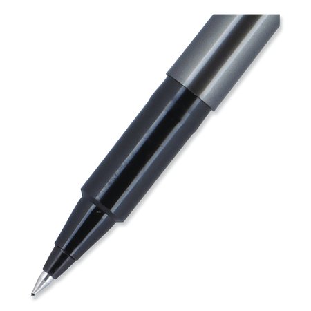 Uni-Ball Deluxe Stick Roller Ball Pen, Micro 0.5mm, Black Ink, Gray Barrel, PK12 60025